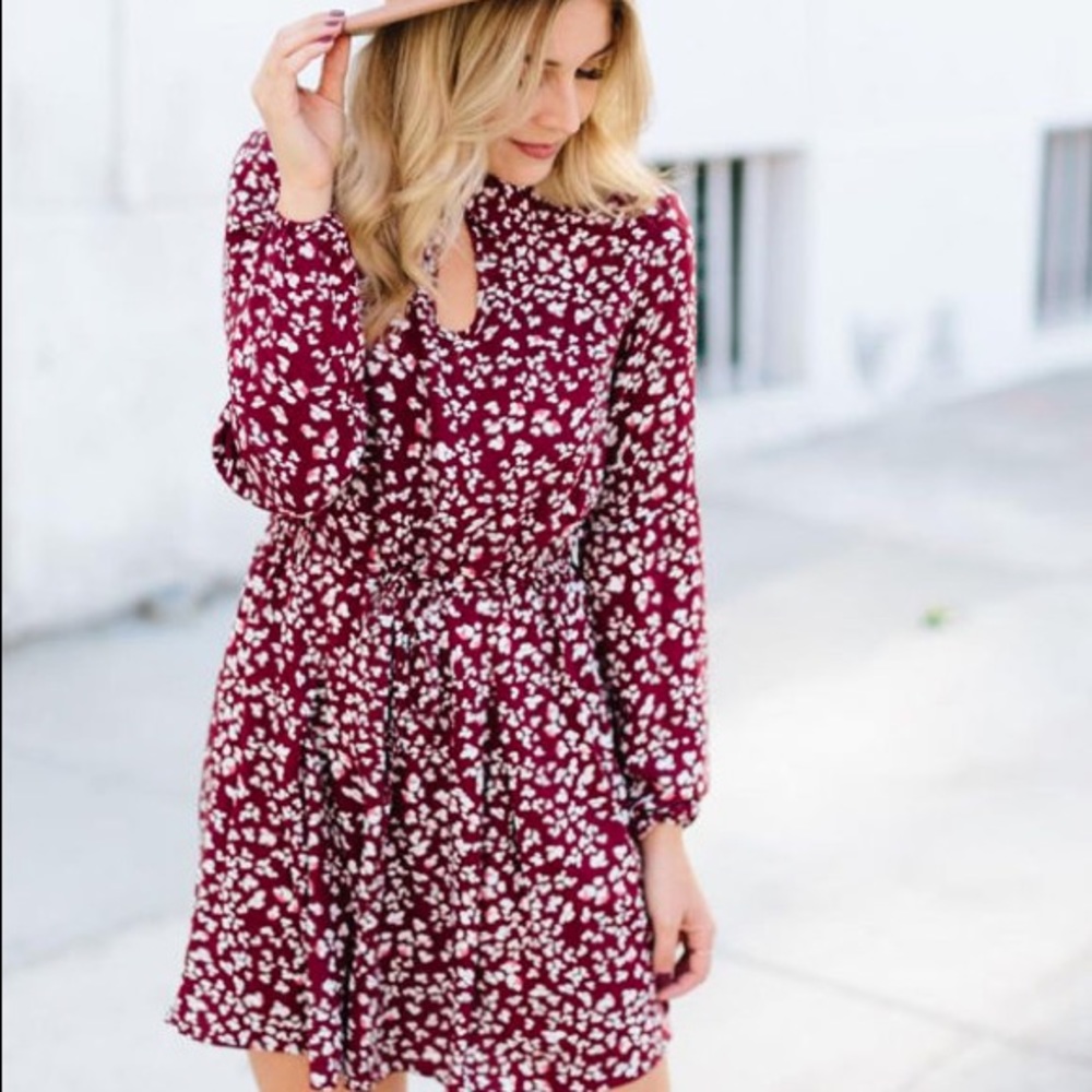 Jack by BB Dakota Jamila Wine Red Print Dress